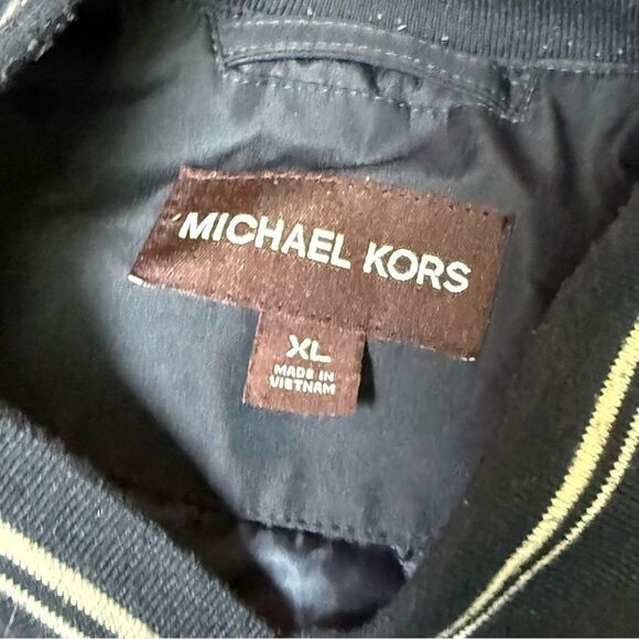 Michael Kors Varsity Bomber Jacket - Black & Blue - Snap-Button - Size XL - Picture 4 of 8